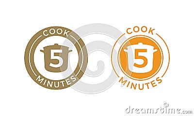 Cook 5 minutes icon cereal and pasta cooking Vector Illustration