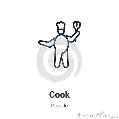 Cook outline vector icon. Thin line black cook icon, flat vector simple element illustration from editable people concept isolated Vector Illustration