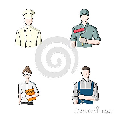Cook, painter, teacher, locksmith mechanic.Profession set collection icons in cartoon style vector symbol stock Vector Illustration