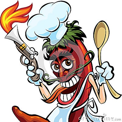 Cook the pepper Cartoon Illustration