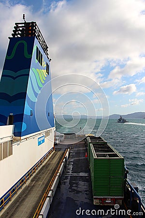 Cook straight ferry crossing New Zealand Nelson area Editorial Stock Photo