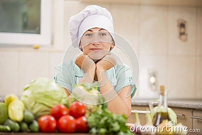 Cook with vegetables Stock Photo