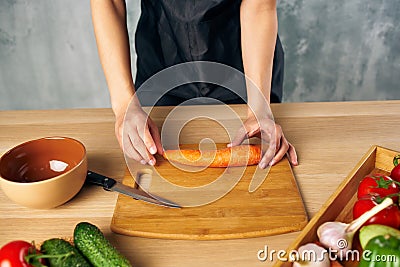 Cook woman lunch at home vegetarian food Stock Photo