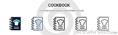 Cookbook icon in filled, thin line, outline and stroke style. Vector illustration of two colored and black cookbook vector icons Vector Illustration
