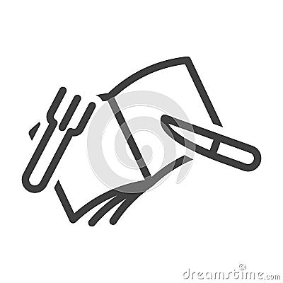 Cookbook icon with knife and fork. Simple linear image. Isolated vector on white background. Vector Illustration