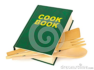 Cookbook and kitchenware Stock Photo