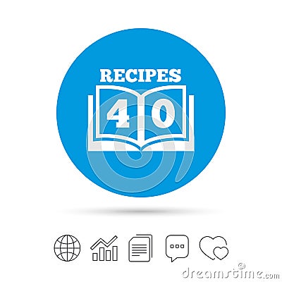 Cookbook sign icon. 40 Recipes book symbol. Vector Illustration