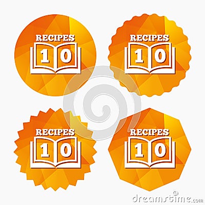 Cookbook sign icon. 10 Recipes book symbol. Vector Illustration