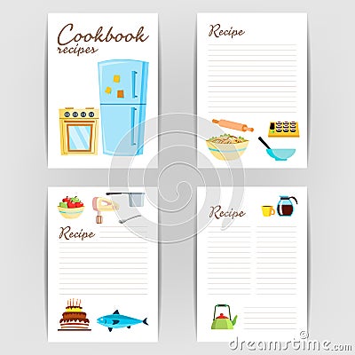 Cookbook Vector. Recipe Kitchen Cookbook Card Page. Blank For Text. Flat Illustration Vector Illustration