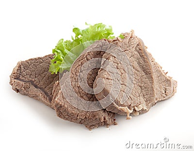 Cooked beef and lettuce Stock Photo
