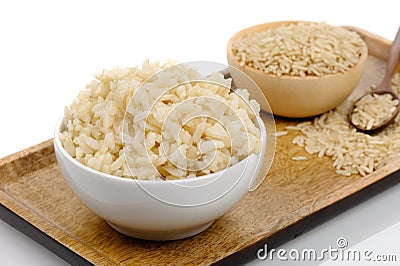 Cooked brown rice Stock Photo