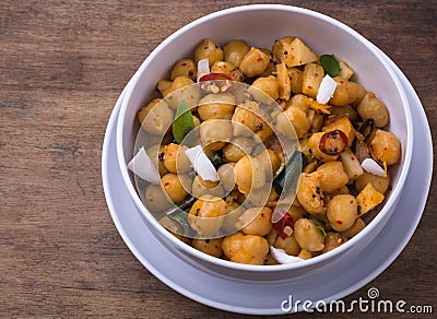 Cooked chickpeas or grams dish, also known as garbanzo beans or egyptian peas Stock Photo