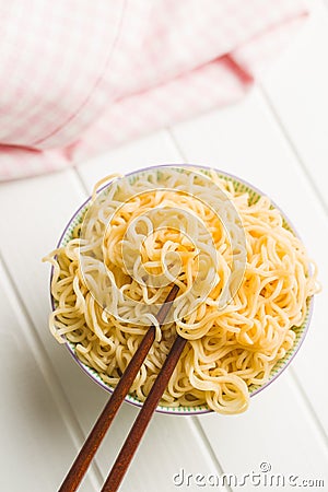 Cooked chinese instant noodles Stock Photo