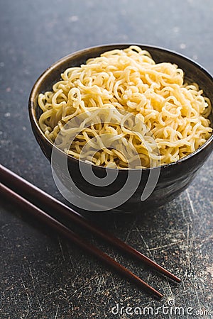 Cooked chinese instant noodles Stock Photo