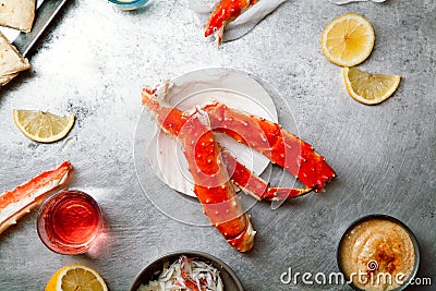 Cooked crab phalanx on metallic background Stock Photo