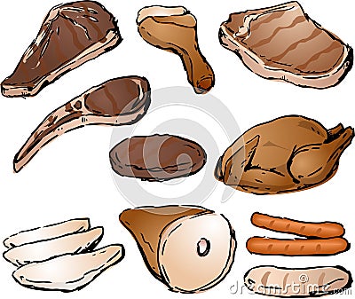 Cooked meat Vector Illustration