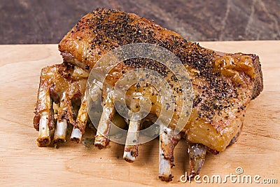 Cooked rack of lamb Stock Photo