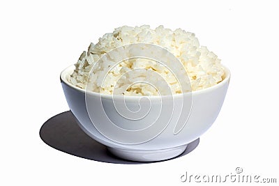 Cooked Rice in Bowl Stock Photo