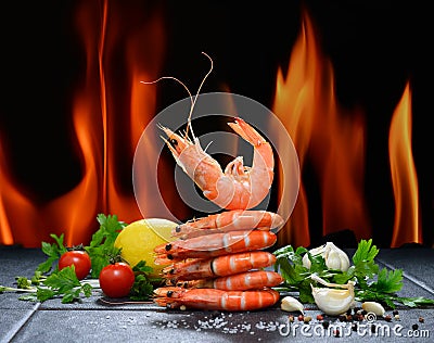 Cooked shrimps,prawns Stock Photo