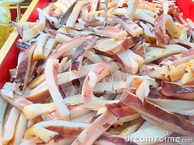 Cooked sliced squid Stock Photo