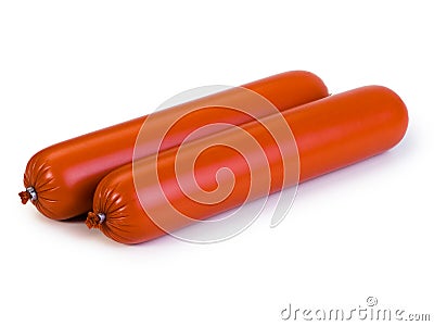 Cooked smoked sausage, isolated Stock Photo