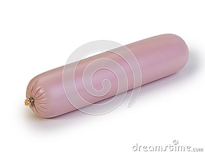 Cooked smoked sausage, isolated Stock Photo