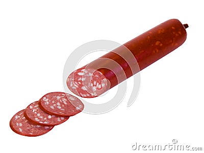 Cooked smoked sausage, isolated Stock Photo