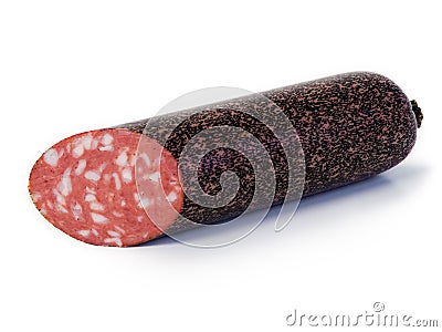 Cooked smoked sausage, isolated on white Stock Photo
