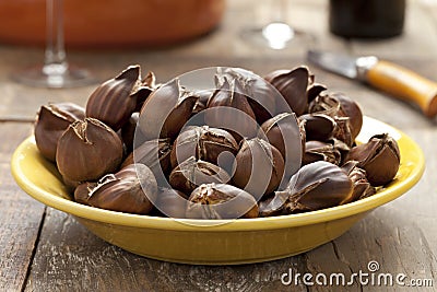 Cooked sweet chestnuts Stock Photo