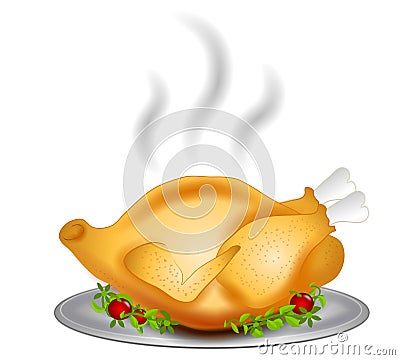 Cooked Thanksgiving Turkey Cartoon Illustration