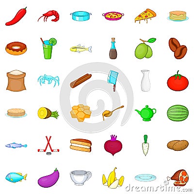 Cookery icons set, cartoon style Vector Illustration