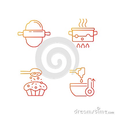 Cookery instructions gradient linear vector icons set Vector Illustration