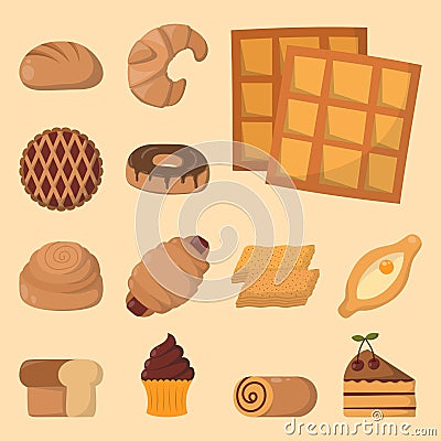 Cookie cakes isolated tasty snack delicious chocolate homemade pastry biscuit vector illustration Vector Illustration