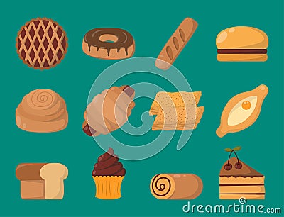 Cookie cakes isolated tasty snack delicious chocolate homemade pastry biscuit vector illustration Vector Illustration