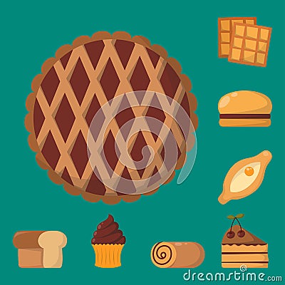 Cookie cakes isolated tasty snack delicious chocolate homemade pastry biscuit vector illustration Vector Illustration