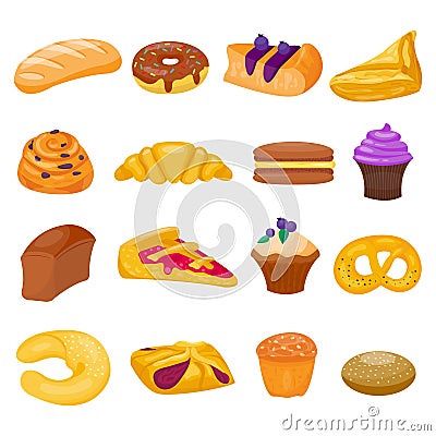 Cookie cakes isolated vector set Vector Illustration