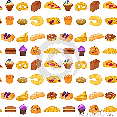 Cookie cakes tasty snack delicious chocolate homemade pastry biscuit seamless pattern background vector illustration Vector Illustration