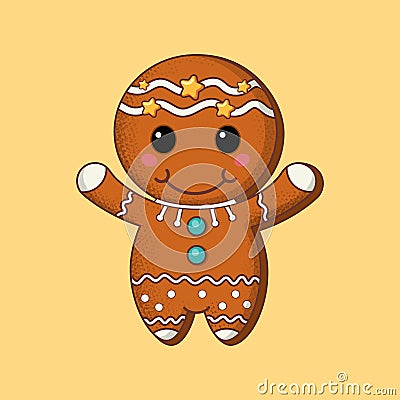 Cookie. Christmas biscuit character. Cartoon. Flat style. Vector illustration Cartoon Illustration