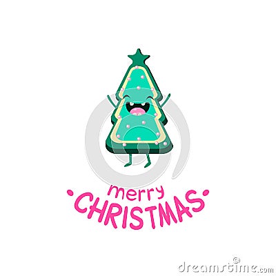 Cookie Christmas tree Vector Cheerful card Vector Illustration