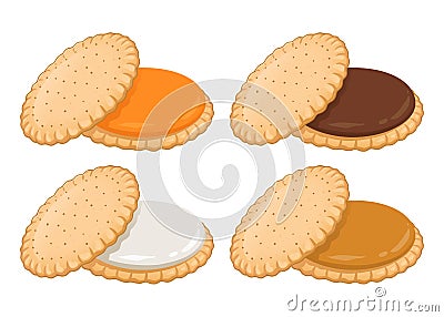 Cookie Cream Sandwich With Various Flavour Vector Illustration