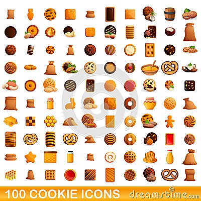 Cookie icons set, cartoon style Vector Illustration