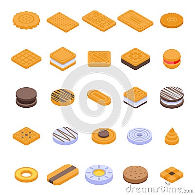 Cookie icons set, isometric style Vector Illustration