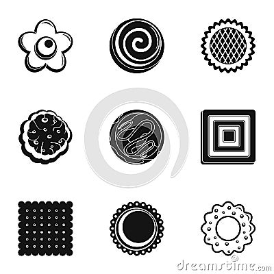 Cookie icons set, simple style Stock Photo