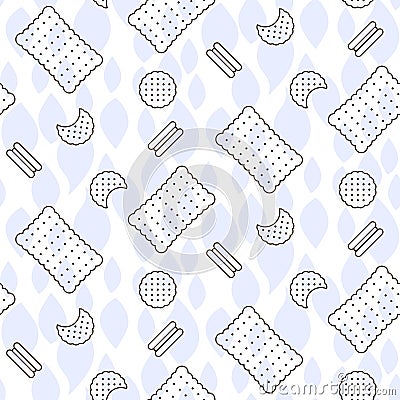 Cookie line icon seamless vector pattern. Vector Illustration