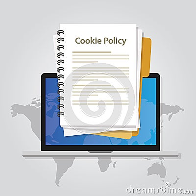 Cookie policy information privacy in website collecting data from visitor Vector Illustration