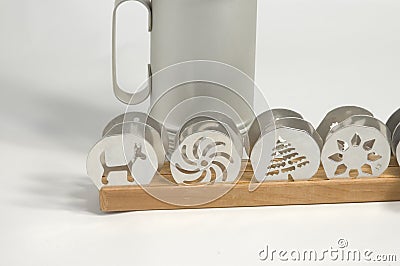 Cookie press and pattern discs Stock Photo