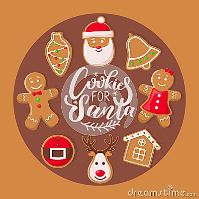 Cookie for Santa Claus Poster Christmas Sweets Vector Illustration