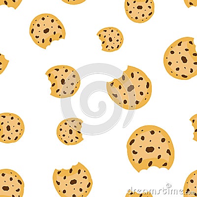 Cookie seamless pattern background. Business concept vector illustration. Chip biscuit dessert food symbol pattern. Vector Illustration