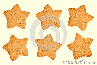 Cookie star for Christmas isolated on yellow background Stock Photo