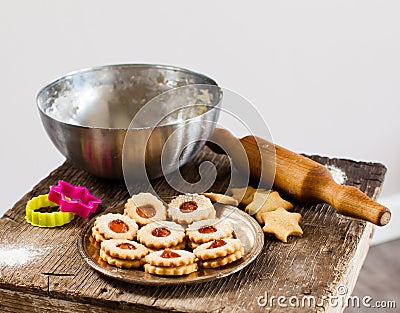 Cookie stars fresh baked gingerbread powdered sugar Stock Photo